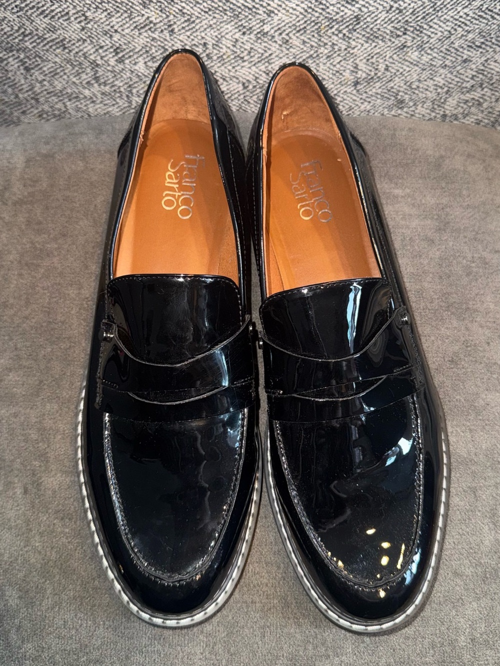 Franco Sarto Women’s Black Patent Leather Slip-On Loafers